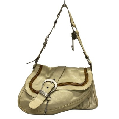 Auth DIOR/ChristianDior Gaucho - Gray Beige Brown Leather Shoulder Bag  | eBay | eBay US