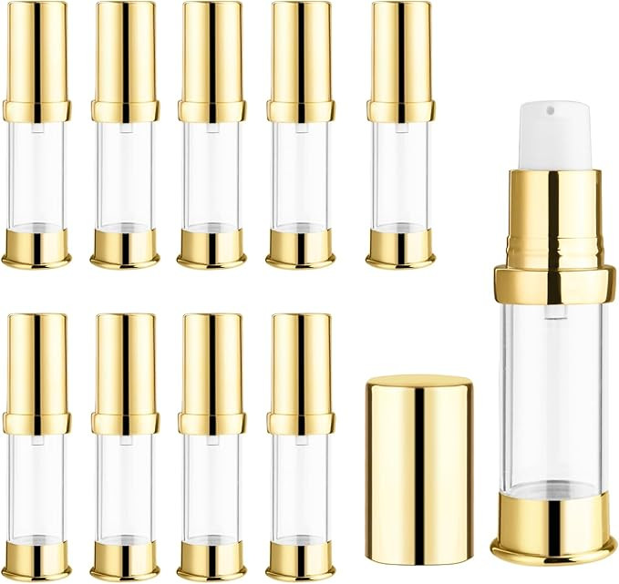 10 Pcs Empty Airless Pump Bottle Travel Cosmetic Cream Pump Bottle Refillable Vacuum Dispenser Pu... | Amazon (US)