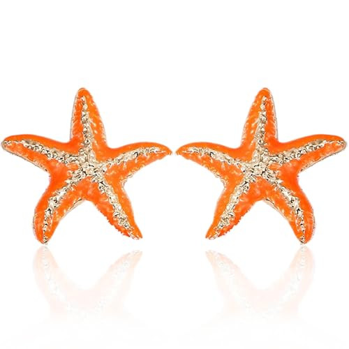 Aksod Sea Earrings for Women Orange Large Star Studs Big Starfish Earrings Statement Beach Ocean Earrings Jewelry for Women (Style M) | Amazon (US)