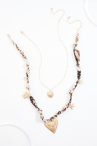 Cato Fashions | Cato Gold Heart Fabric Chain Layered Charm Necklace | Cato Fashions