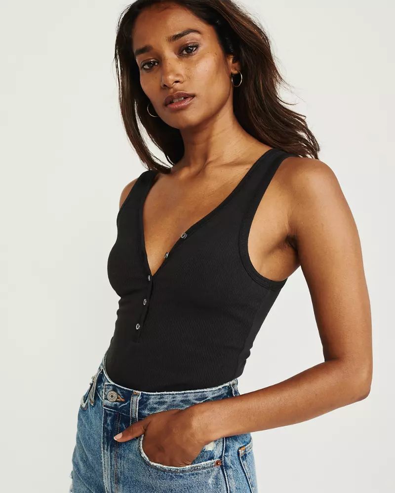 Ribbed Henley Bodysuit | Abercrombie & Fitch US & UK