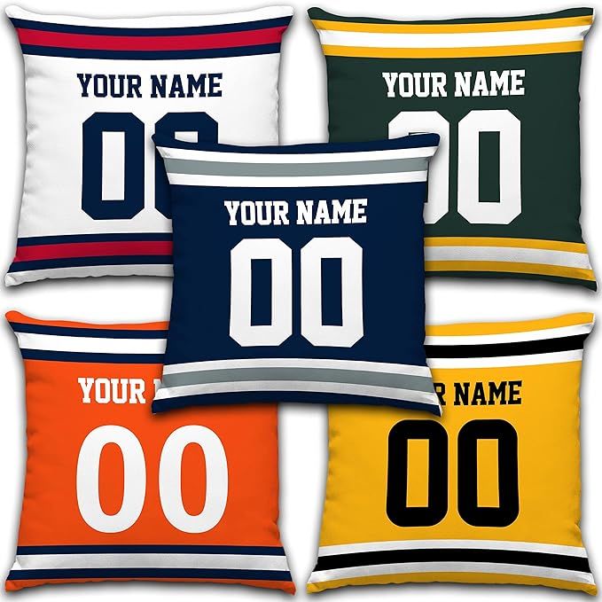 Personalized Baseball & Football Style Pillow - Custom Name and Number for Men Women Boy - Pillow... | Amazon (US)