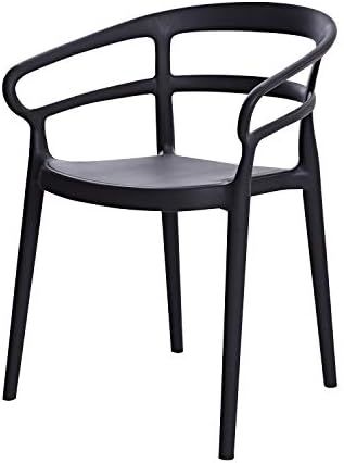 Amazon Basics Dark Grey, Curved Back Dining Chair-Set of 2, Premium Plastic | Amazon (US)