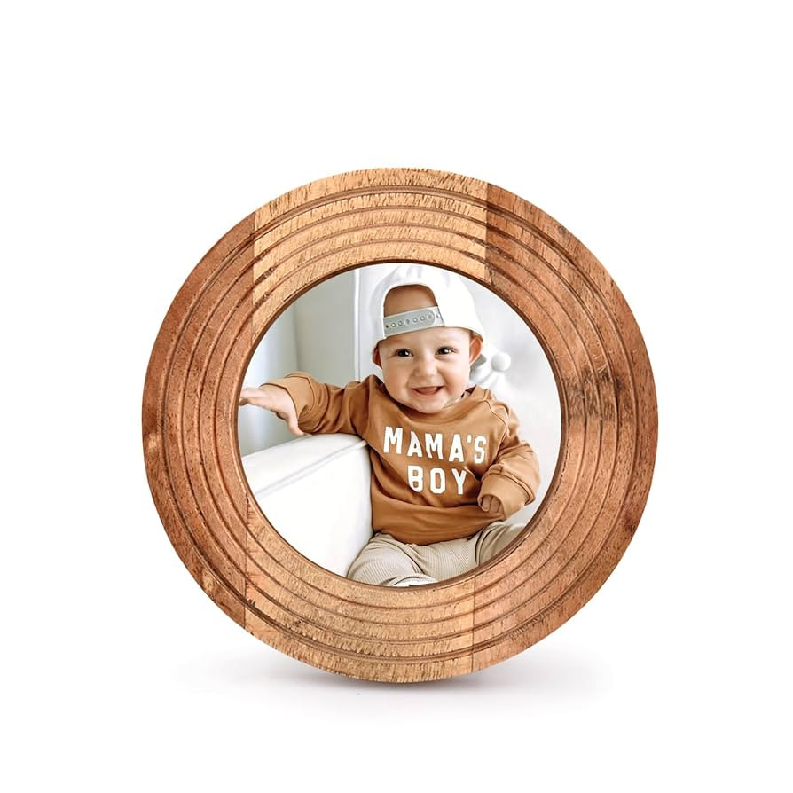 Samhita Round Photo Frame Wooden Stylish Picture Frame Home Décor for Tabletop Display, Photo Di... | Amazon (US)
