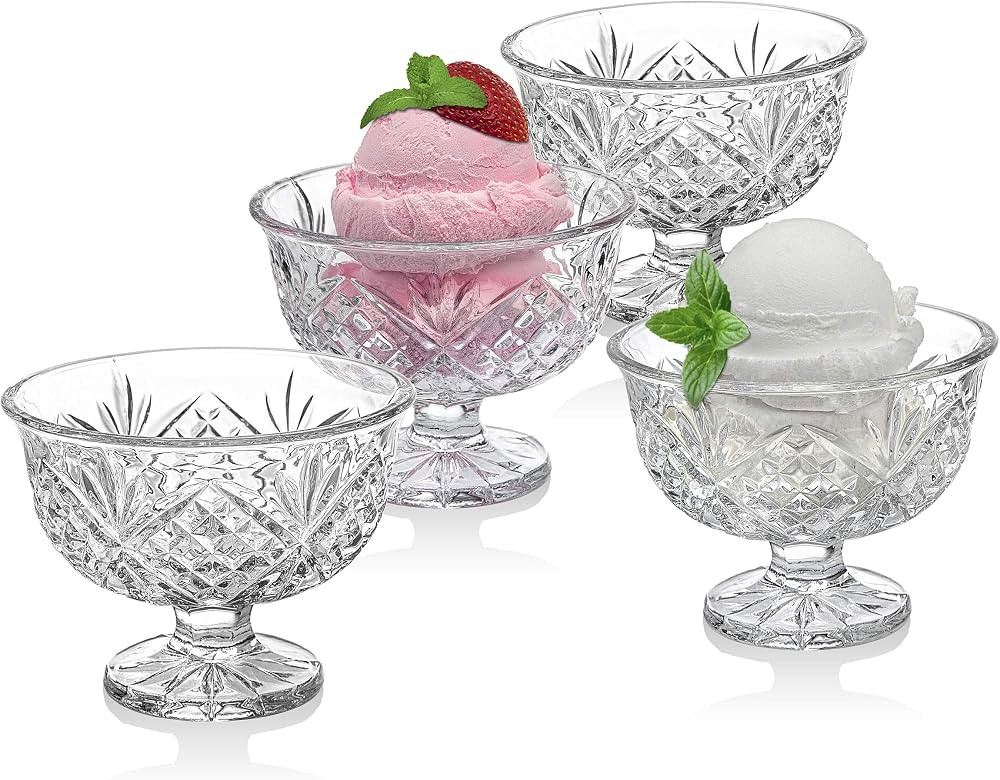 Godinger Dublin Collection Glass Dessert Bowls, Set of 4, 10.7x5.3 inches, 10 oz | Amazon (US)