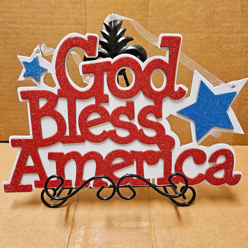 Patriotic Signs, 4th of July, God Bless America, American Flag Sign, Wreath Sign - Etsy | Etsy (US)