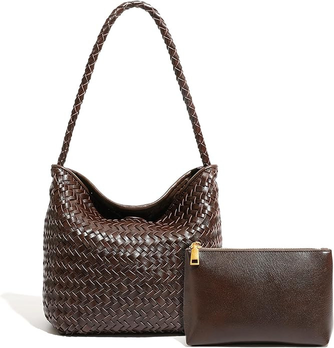 Woven Tote Bag for Women with Purse, Small Hobo Bags Top-handle Shoulder Bag Vegan Leather Undera... | Amazon (US)