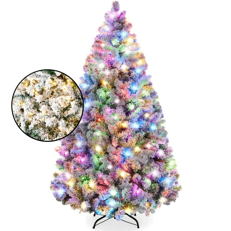 Best Choice Products 6ft Pre-Lit Christmas Pine Tree w/ Flocked Branches 250 Multicolored or Warm... | Walmart (US)