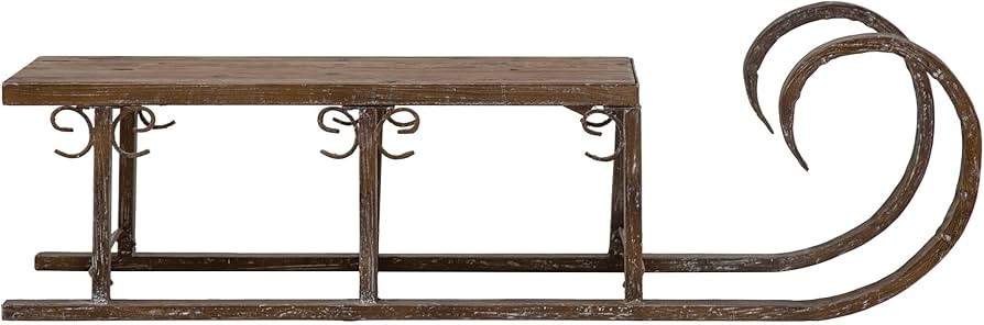 Creative Co-Op Decorative Reclaimed Vintage Reproduction Wood and Metal Sled, Brown | Amazon (US)