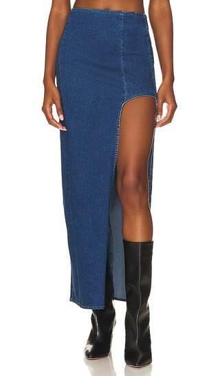 Joey Maxi Skirt in Denim | Revolve Clothing (Global)