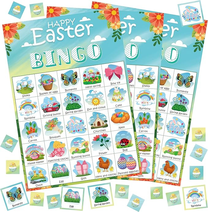 OHOME Easter Bingo Games for Kids Basket Stuffers | Easter Crafts Toys for Boys Girls Adults Teen... | Amazon (US)