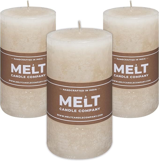 Melt Candle Pillar Candles, 3 Pack - Unscented Candles for Home, Church, Weddings, & More - 3" x ... | Amazon (US)