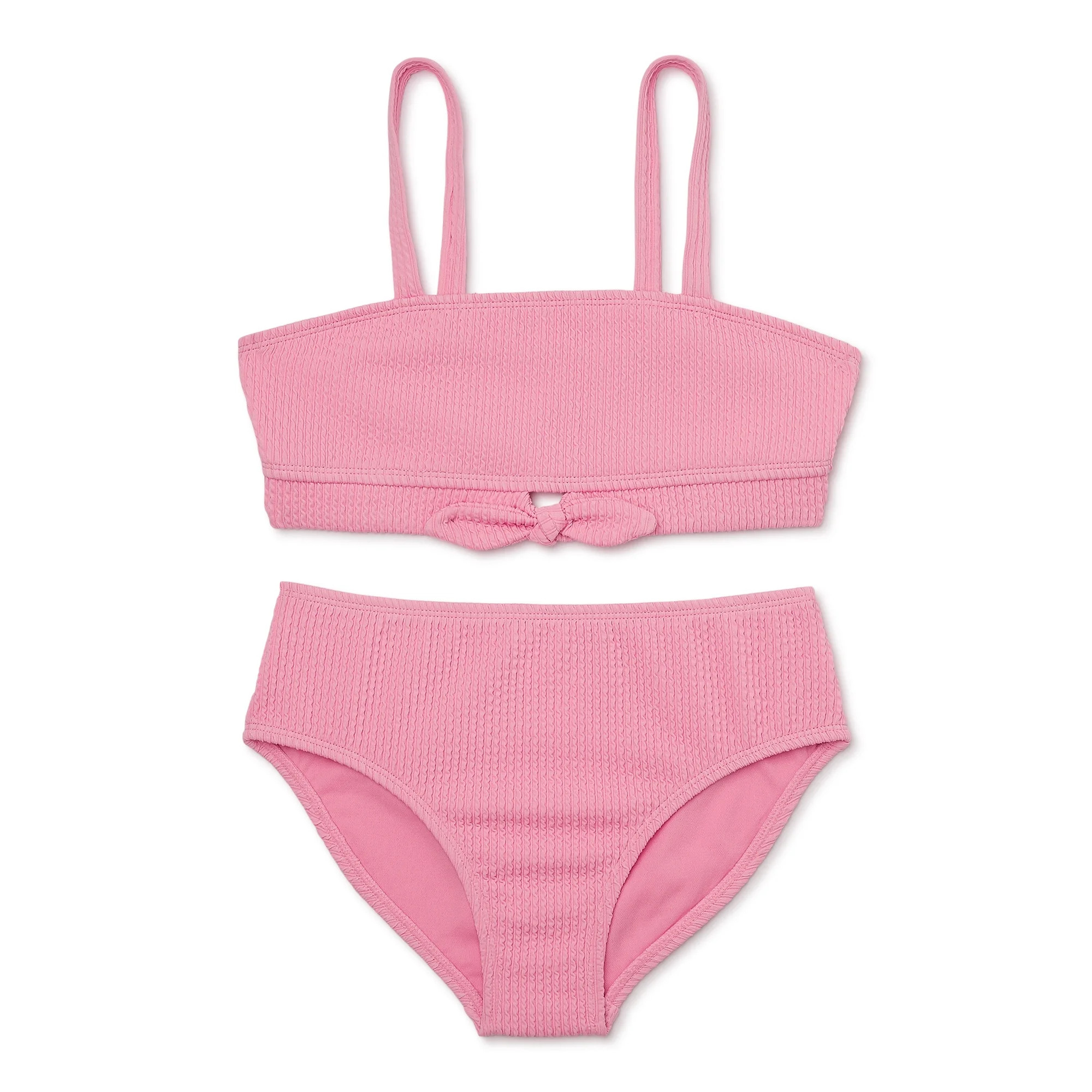 Wonder Nation Girls Tie Front Bikini Swimsuit with UPF 50, Sizes 4-16 | Walmart (US)