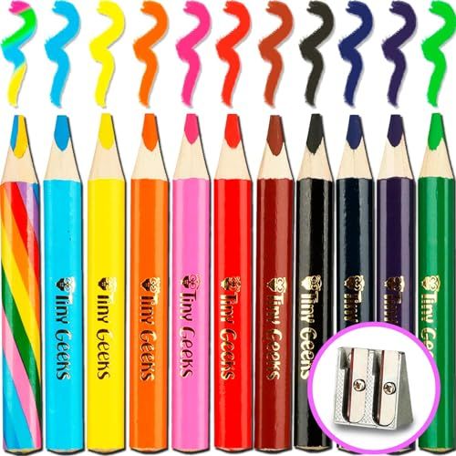 TinyGeeks Jumbo Pencils - NEW 2024 Triangle Short Colored Pencils for Kids and Rainbow Pencil + S... | Amazon (US)