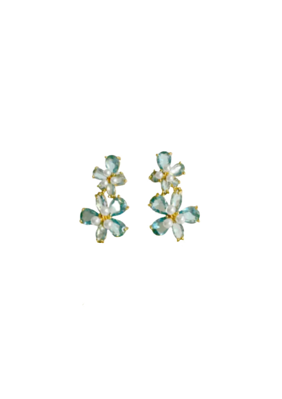mayfair mini blue floral drop earrings | Nicola Bathie Jewelry