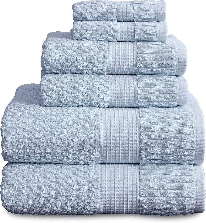 NY Loft 100% Cotton Towel Set 6 Piece | Super Soft & Absorbent Quick-Dry 2 Bath Towels 2 Hand Tow... | Amazon (US)