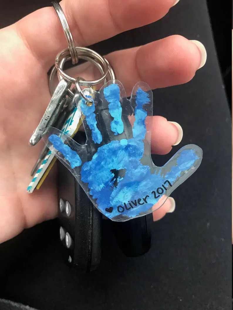 Great Gift! FREE SHIPPING! DIY Handprint Keychain (Kit Collection) | Etsy (US)