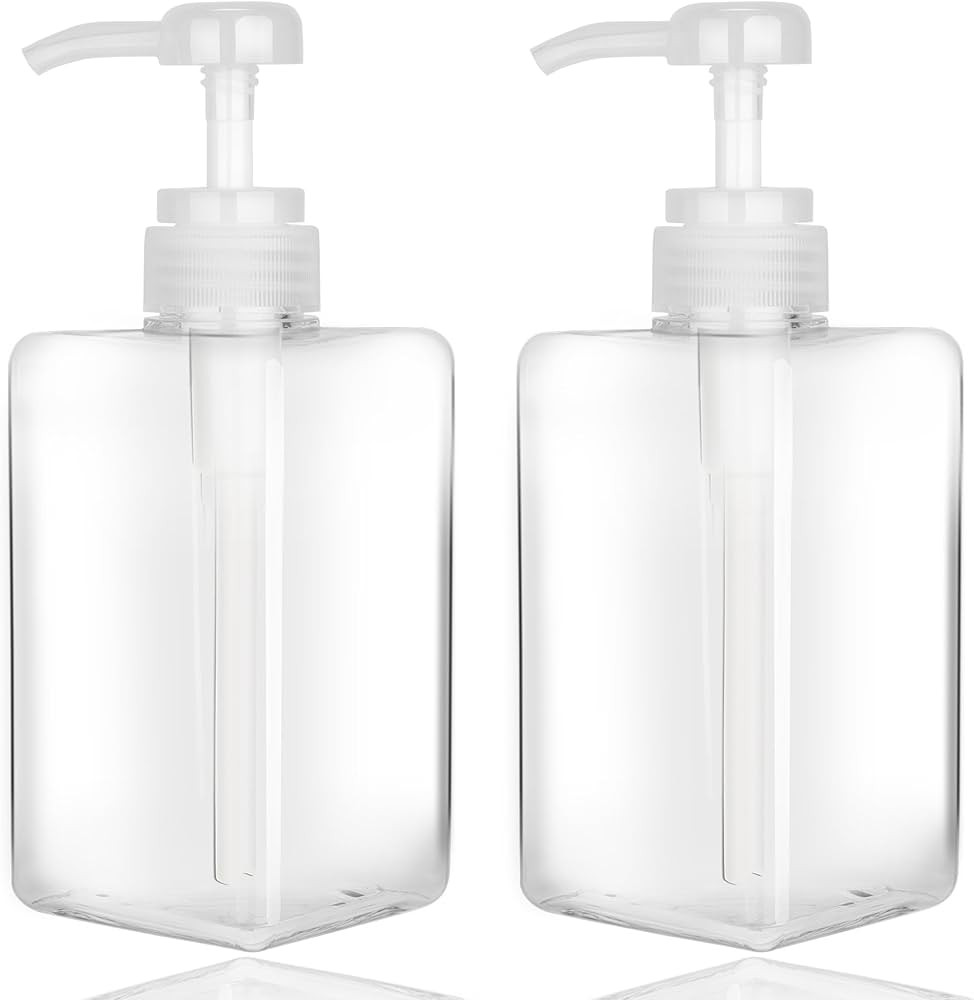 450ml (15.2oz) Pump Bottle Dispenser Jansburg 2Pack Refillable Square Plastic Lotion Dispenser Em... | Amazon (US)
