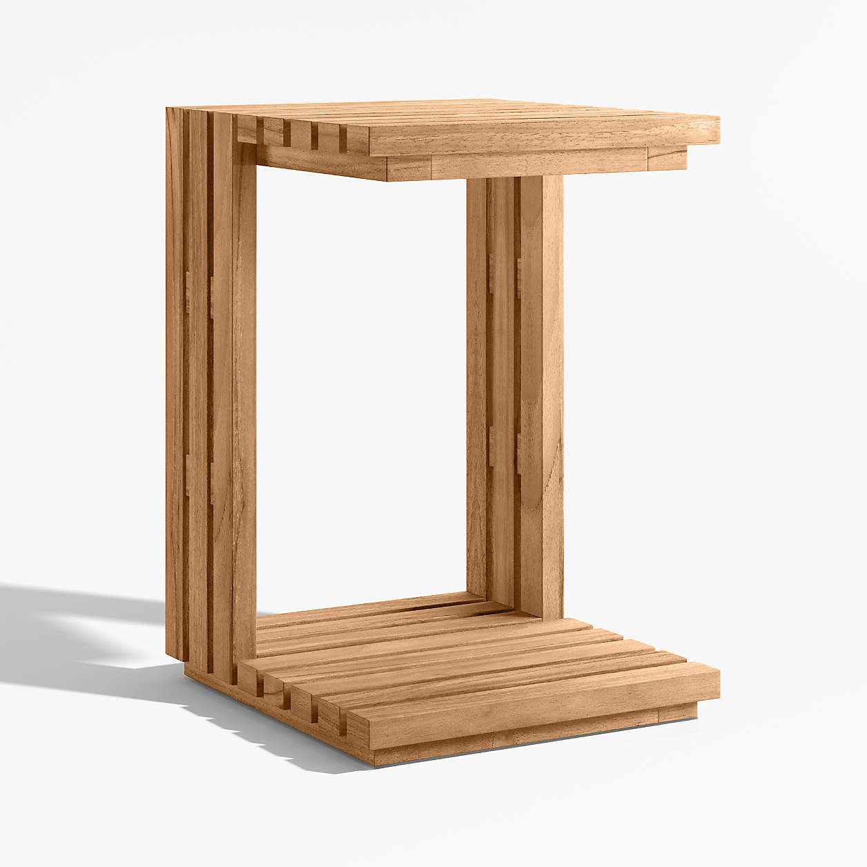 Batten Natural Teak Outdoor C Table + Reviews | Crate & Barrel | Crate & Barrel