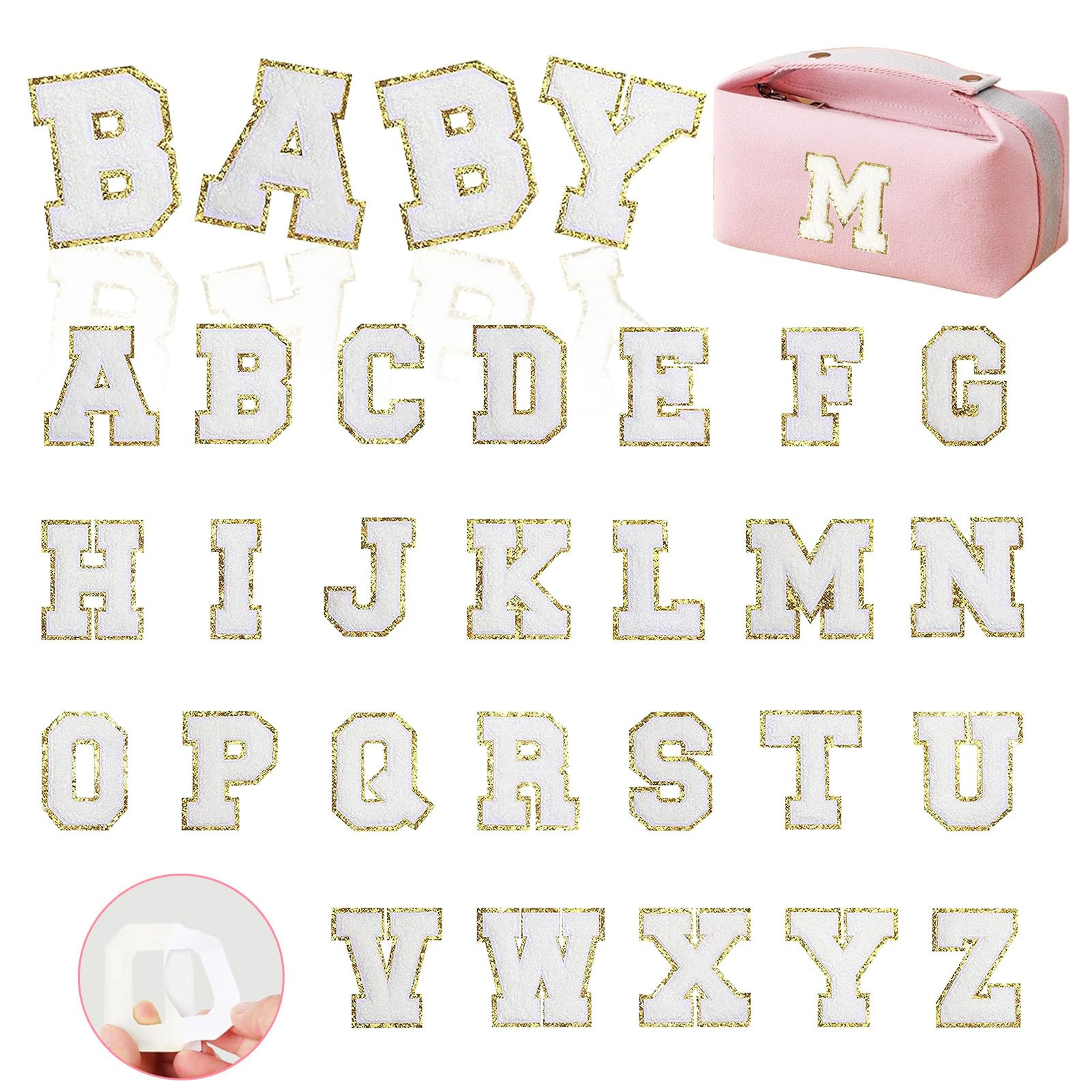 Self-Adhesive Chenille Letters Patches, 26PCS White Letter Stickers on Patches Varsity Letter Pat... | Amazon (US)