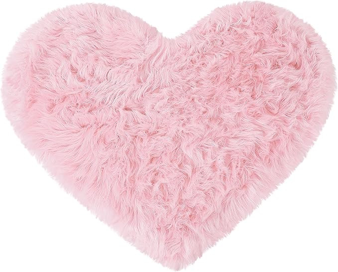 uxcell Heart Shaped Rugs for Bedroom,Small Aesthetic Carpet Girls,Cute Shaggy Floor Mirror Mat,Pa... | Amazon (US)