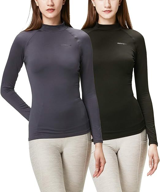 DEVOPS Women's 2 Pack Thermal Turtle Long Sleeve Shirts Compression Baselayer Tops | Amazon (US)