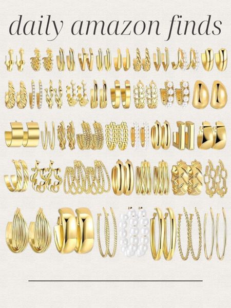 Daily Amazon finds, 42 Pairs Gold Hoop Earrings Set for Women, Fashion Chunky Pearl Earrings Multipack Twisted Statement Earring Pack, Hypoallergenic Small Big Hoops Earrings 

#LTKFindsUnder50 #LTKSaleAlert #LTKStyleTip