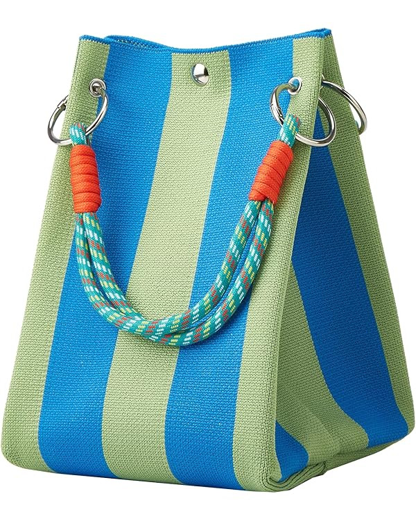 Mini Knit Tote Women Striped Crochet Bucket Handbag Small Purse Shoulder Bag Vacation Lightweight... | Amazon (US)