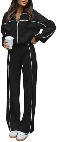 BTFBM Women's Two Piece Tracksuit Spring 2026 Long Sleeve Zip Up Sweatshirt Long Pants Outfits Jo... | Amazon (US)