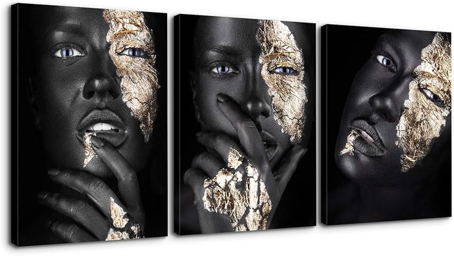Denozer African American Canvas Wall Art 3 Pieces Painting Beauty Black Woman African Black Wall ... | Amazon (US)