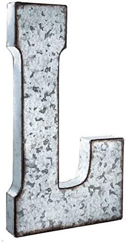 Huge 20" Metal Alphabet Wall Décor Letter L Rusted Edge Galvanized Metal | Amazon (US)