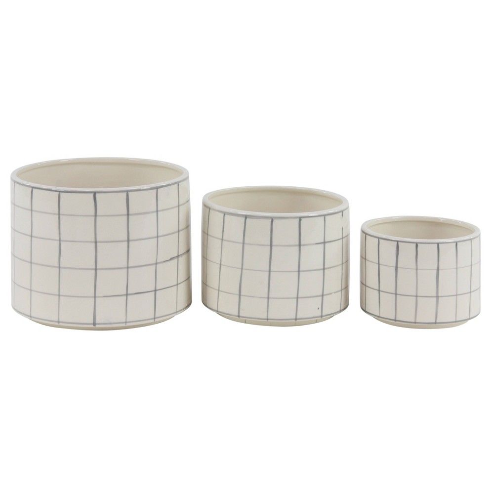 Set of 3 Modern Ceramic Vases White/Gray - Olivia & May | Target