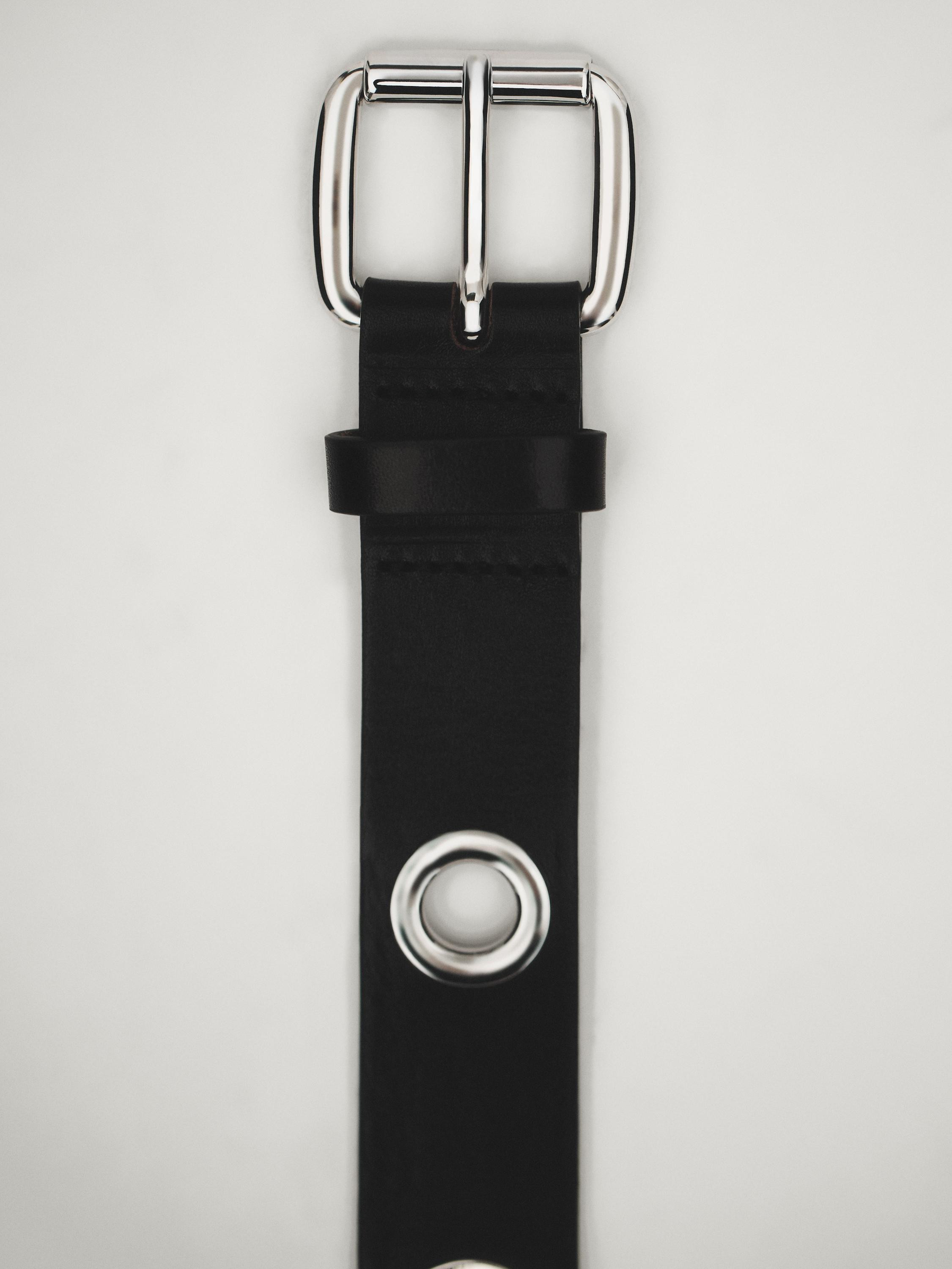 Leather belt with studs | Massimo Dutti UK
