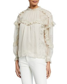 Utopia Long-Sleeve Eyelet Frill Blouse | Lastcall