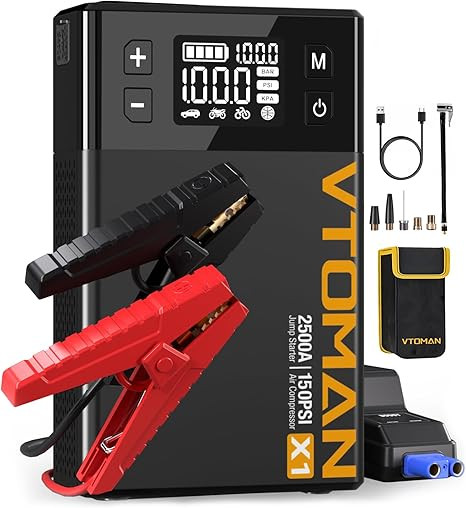 VTOMAN X1 Jump Starter with Air Compressor, Car Battery Jumper Starter (Up to 8.5L Gas/6L Diesel ... | Amazon (US)