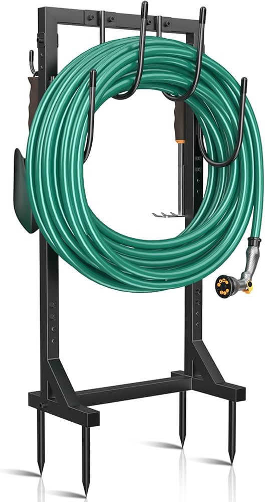 Winpull Garden Hose Holder, Metal Freestanding Hose Stand with 4 Spikes, Holds up to 150FT Hose, ... | Amazon (US)