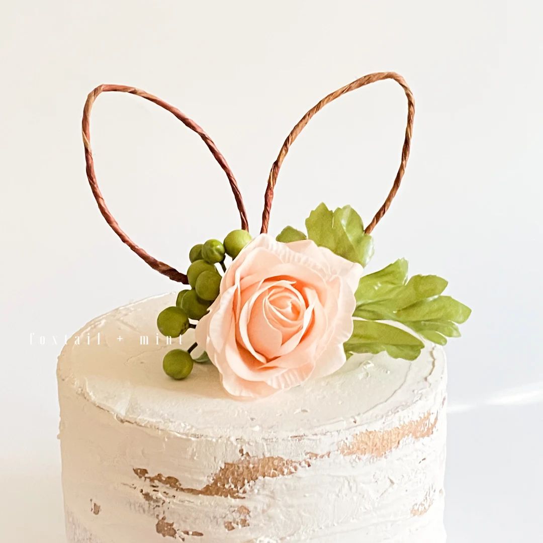 Bunny Ears Cake Topper // Spring Cake Topper // Easter Cake Topper // Smash Cake Topper / Flower ... | Etsy (US)