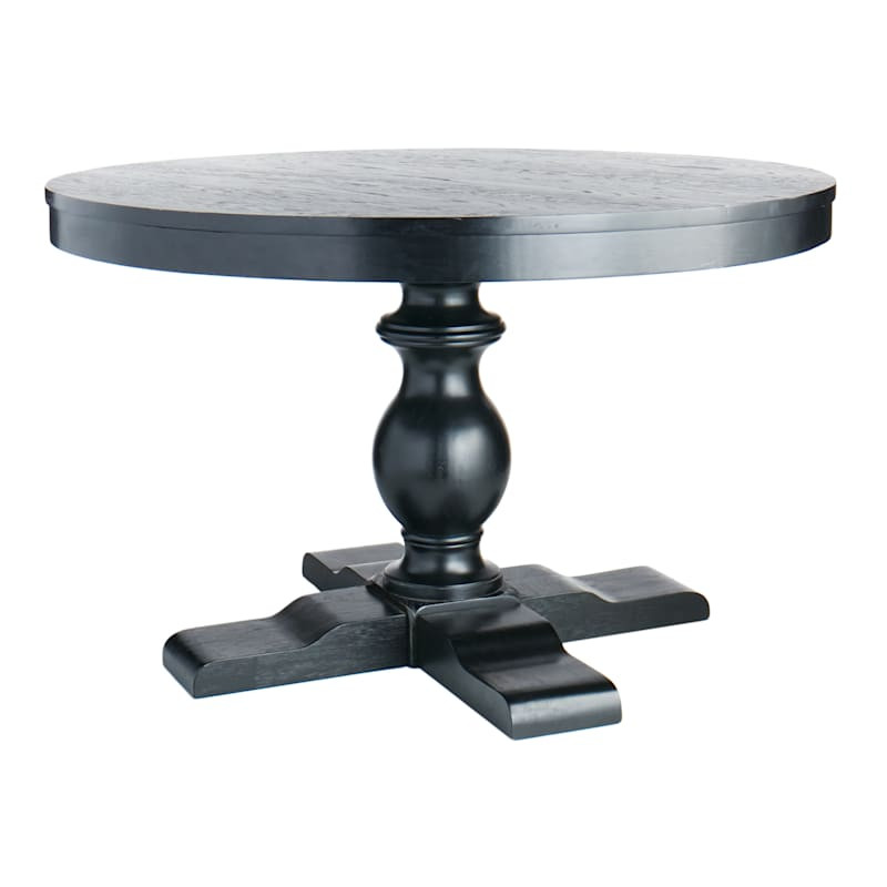 Evening Mist Round Black Wooden Table Top & Base, Pedestal Sold Separately | At Home
