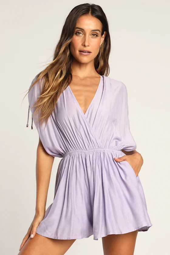 Greek Getaway Lavender Surplice Romper | Lulus (US)