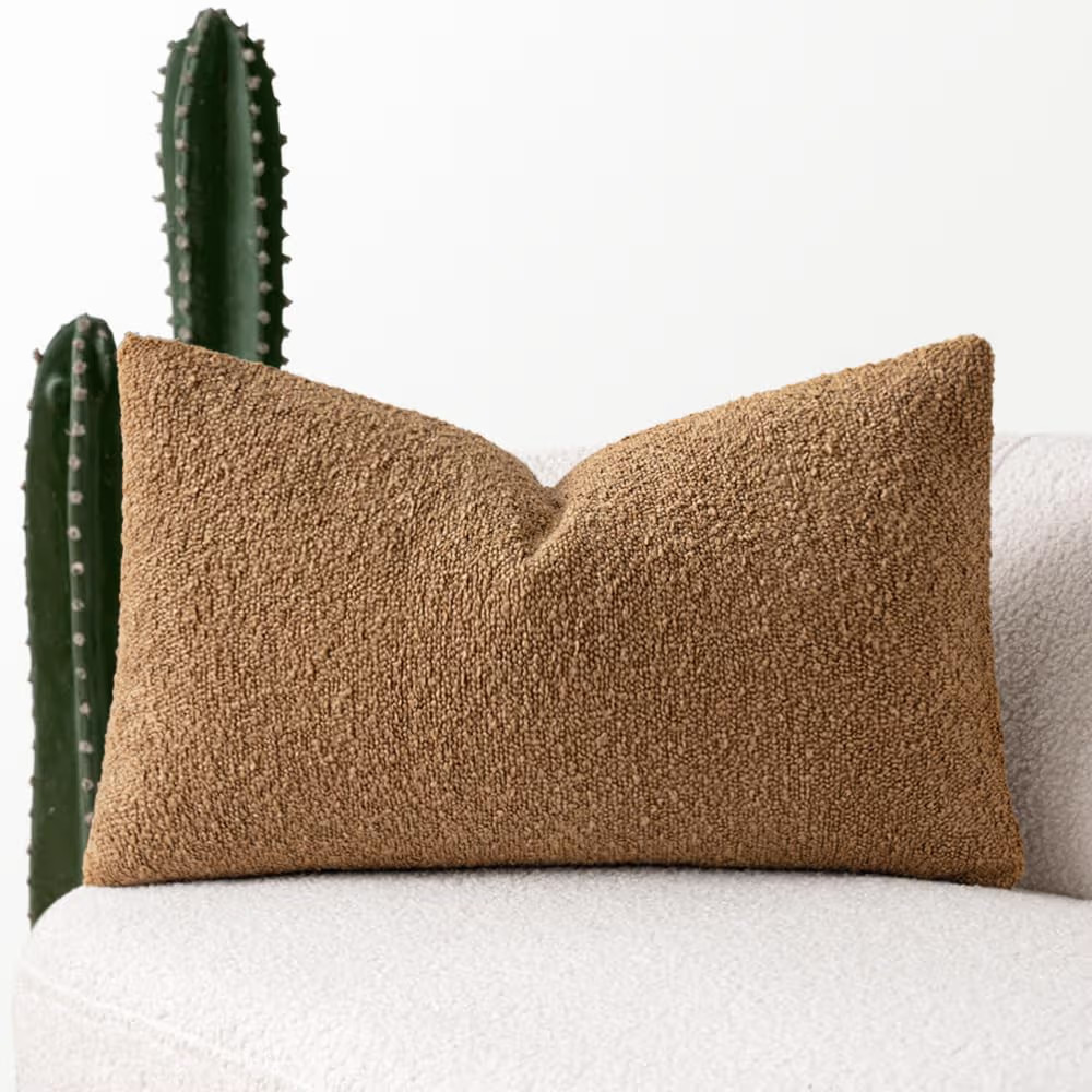 MIULEE Textured Boucle Throw Pillow Cover Brown Accent Solid Lumbar Pillow Case Decorative Vintag... | Amazon (US)