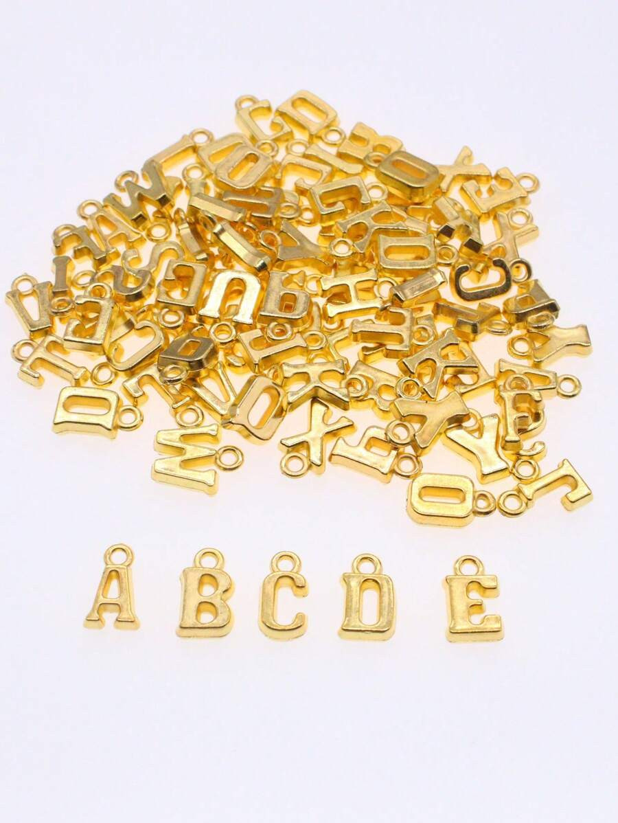 100pcs Gold Color Plastic Random Letter Pendant For Jewelry Making Diy Bracelet Necklace Crafts A... | SHEIN