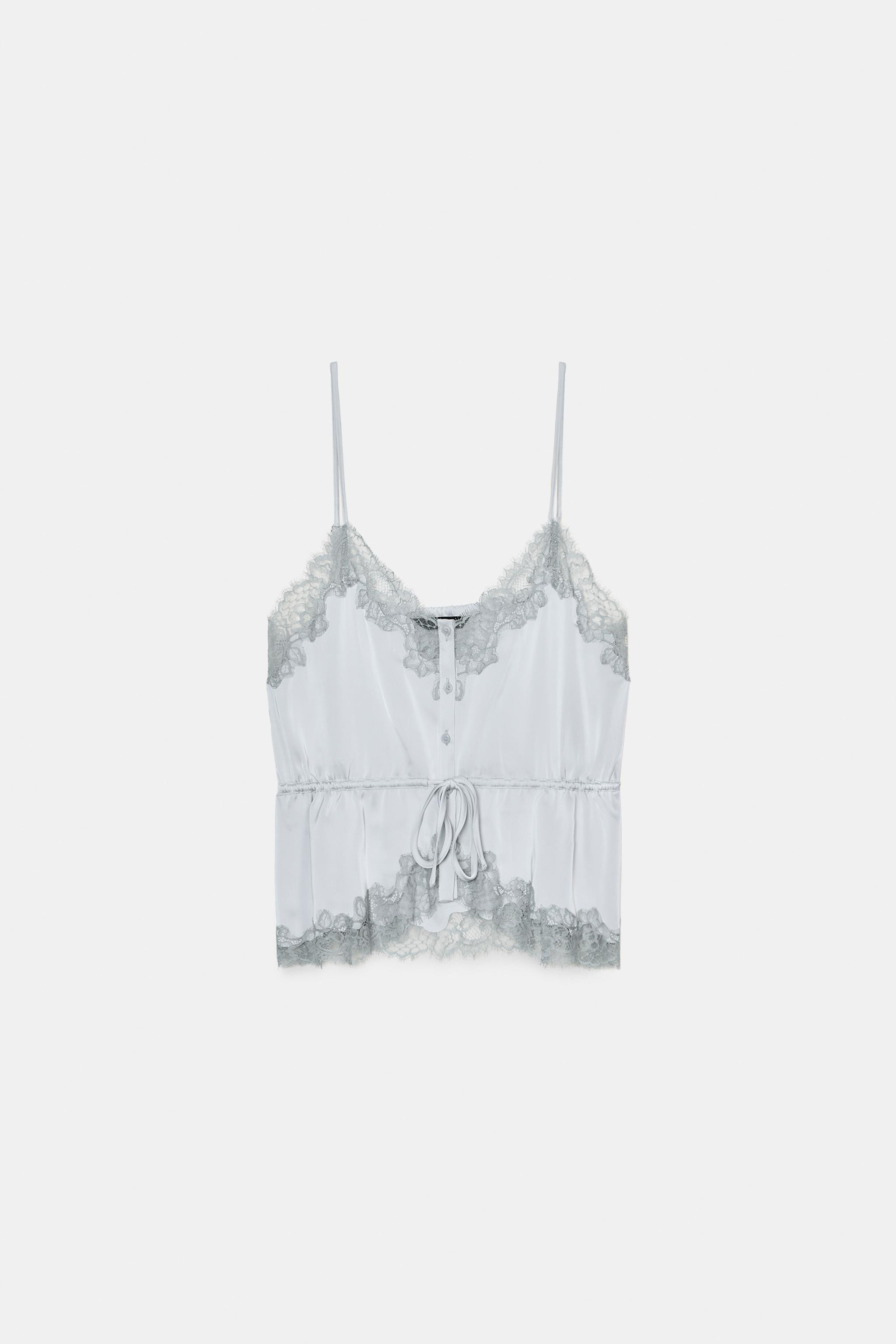 SATIN EFFECT LACE TOP | Zara US