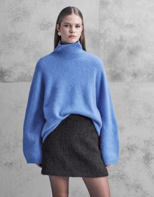 ARKET wool hairy mini skirt in chocolate brown | ASOS (Global)