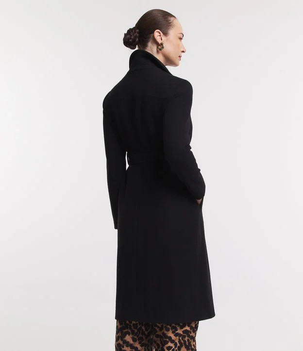 Casaco Trench Coat com Manga 7/8 e Cinto Faixa Preto - Lojas Renner | Renner (BR)
