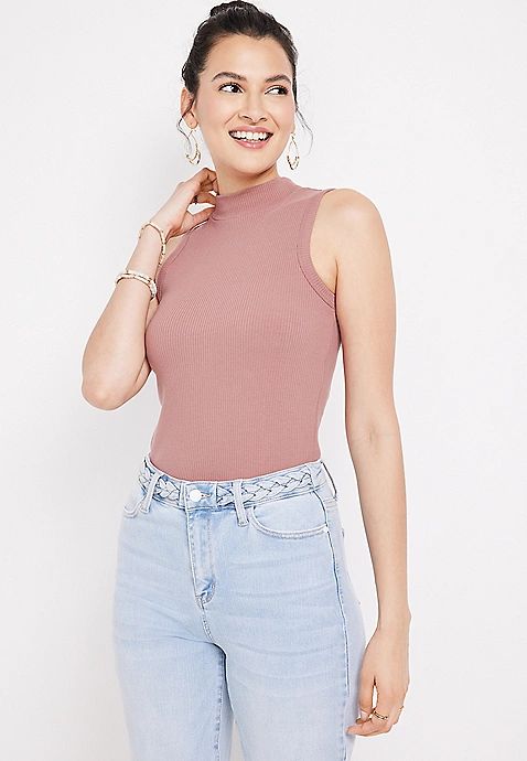 Ribbed Mock Neck Tank Top | Maurices