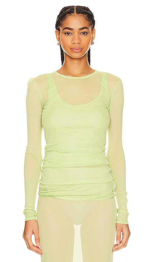 Long Sleeve Mesh Tee in Electric Lime Mesh Top Mesh Skirt Outfit Green Skirt Set Maxi Skirt Outfit | Revolve Clothing (Global)