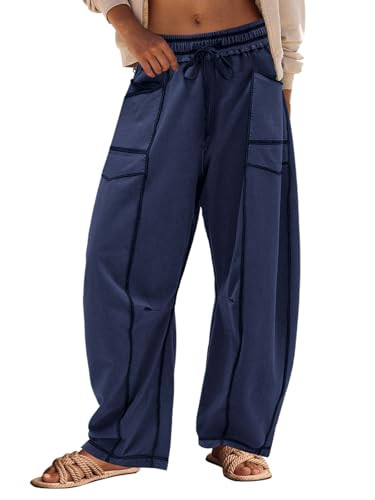 Panadila Womens Barrel Pants Drawstring Wide Leg Sweatpants Baggy Summer Lounge Pants Casual Beac... | Amazon (US)