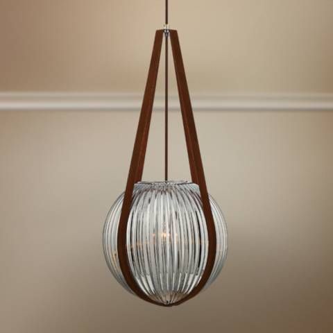 Eurofase Rosemount 12 1/4"W Smoke Ribbed Glass Pendant Light | LampsPlus.com