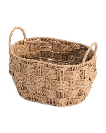 Small Woven Natural Oval Storage Basket | TJ Maxx
