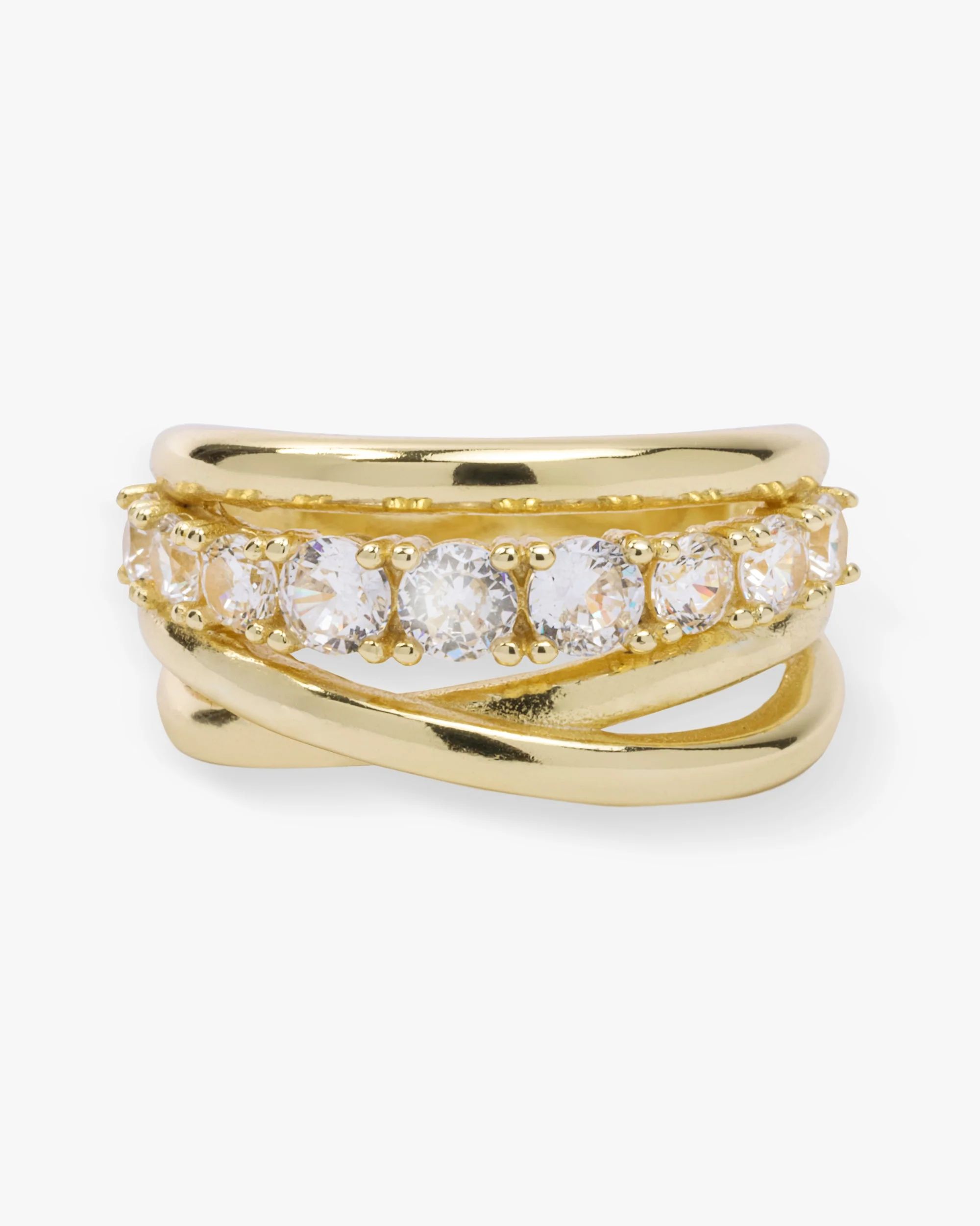 "Oh She Fancy" Stacked Diamond Ring - Gold|White Diamondettes | Melinda Maria